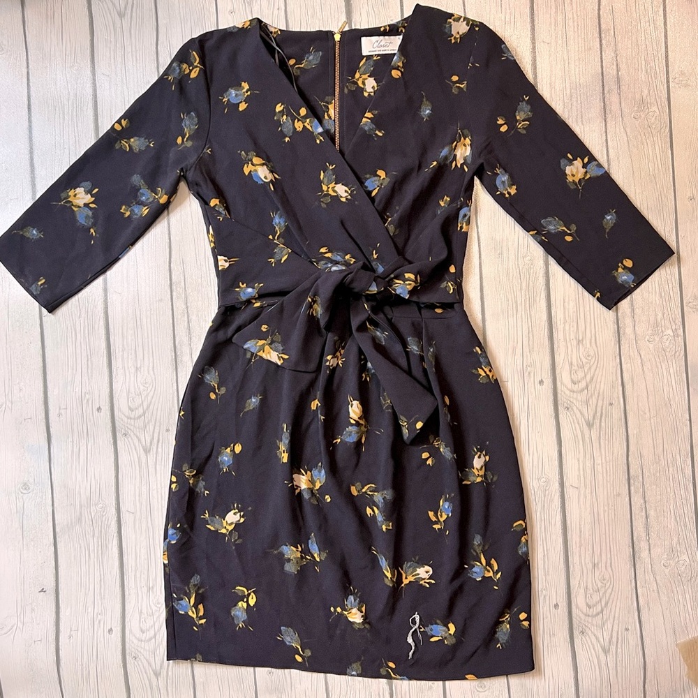 Closet brand UK 12 (US 8) medium floral navy sheath dress from ModCloth